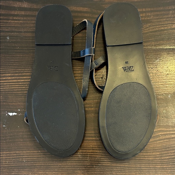 Zara Black Strappy Studded Sandals 7.5 - Picture 2 of 2